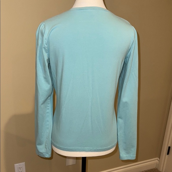 Source Unknown Sweater Cotton Blend V Neck Green Long Sleeve Tee Women’s Sz M - Picture 2 of 7